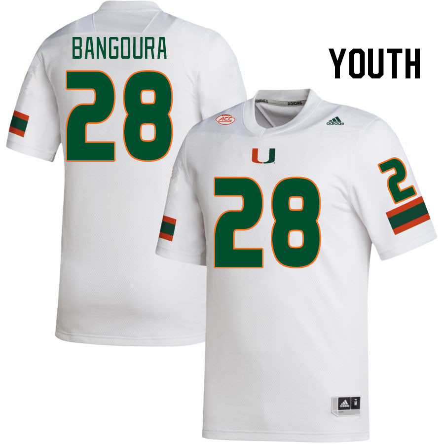 Youth #28 Souleymane Bangoura Miami Hurricanes College Football Jerseys Stitched-White